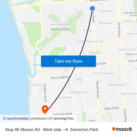 Stop 8E Marion Rd - West side to Somerton Park map