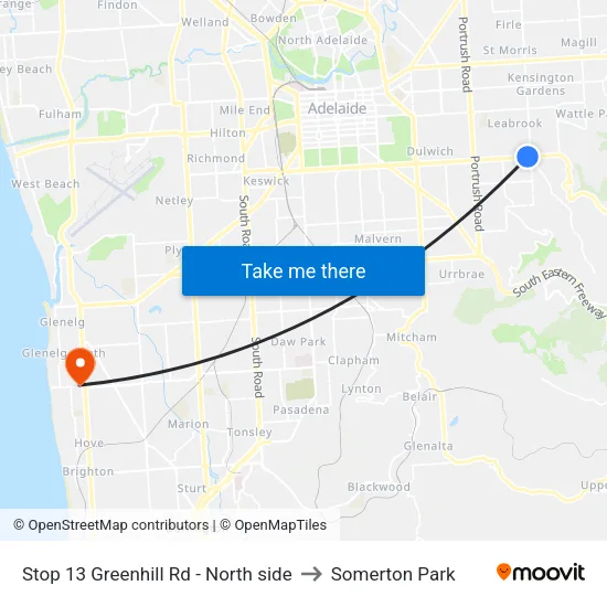 Stop 13 Greenhill Rd - North side to Somerton Park map