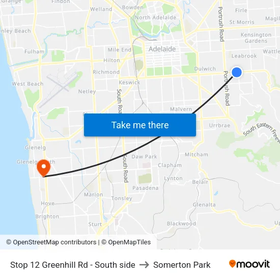 Stop 12 Greenhill Rd - South side to Somerton Park map
