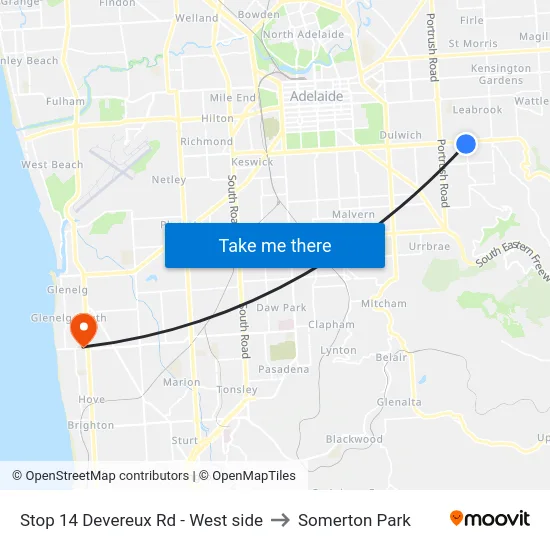 Stop 14 Devereux Rd - West side to Somerton Park map