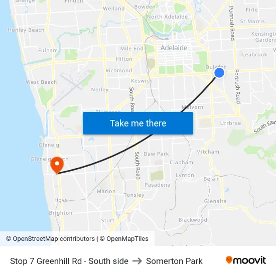 Stop 7 Greenhill Rd - South side to Somerton Park map