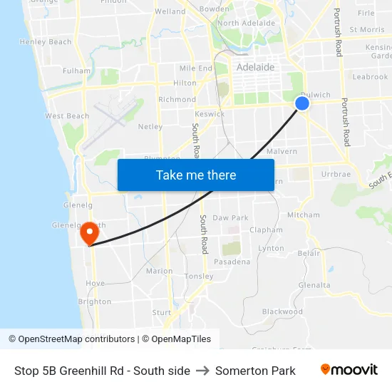 Stop 5B Greenhill Rd - South side to Somerton Park map