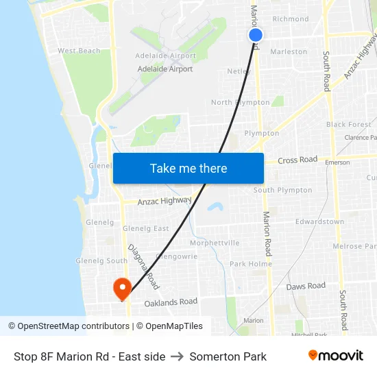 Stop 8F Marion Rd - East side to Somerton Park map