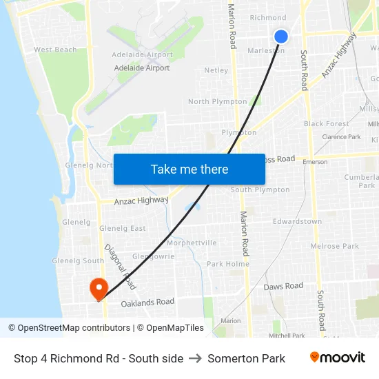 Stop 4 Richmond Rd - South side to Somerton Park map