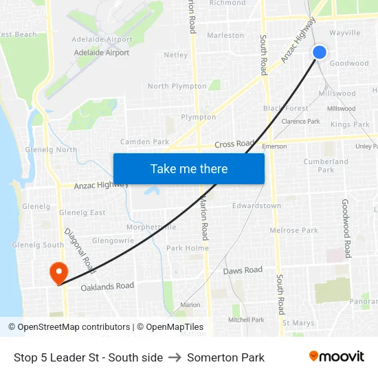Stop 5 Leader St - South side to Somerton Park map