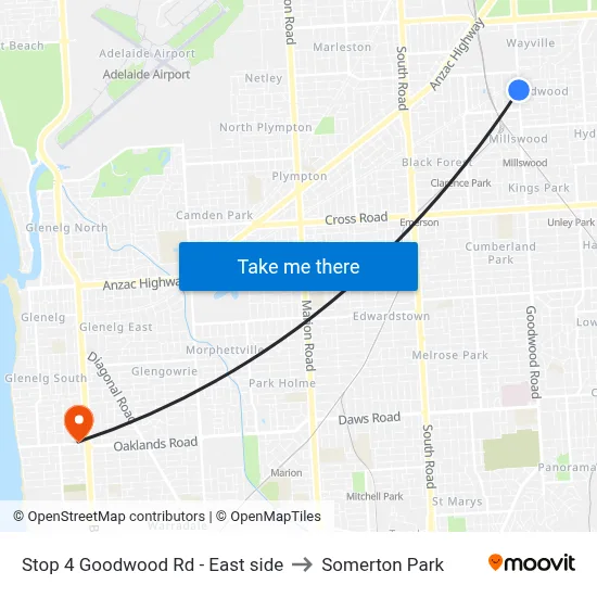 Stop 4 Goodwood Rd - East side to Somerton Park map