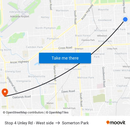 Stop 4 Unley Rd - West side to Somerton Park map