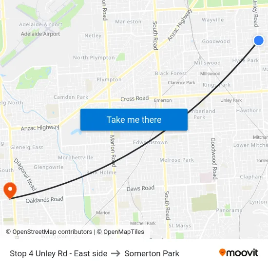 Stop 4 Unley Rd - East side to Somerton Park map