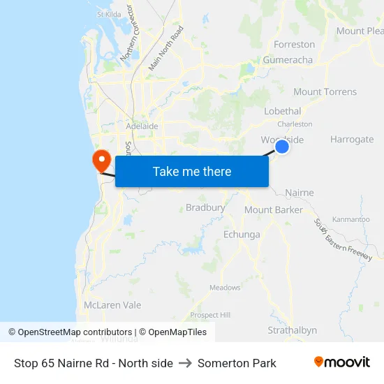 Stop 65 Nairne Rd - North side to Somerton Park map