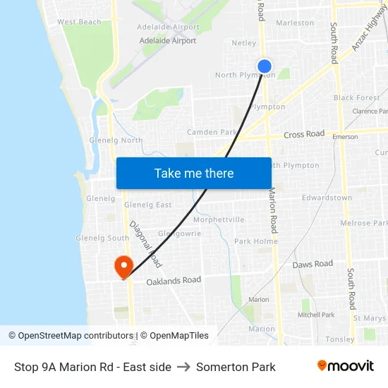 Stop 9A Marion Rd - East side to Somerton Park map