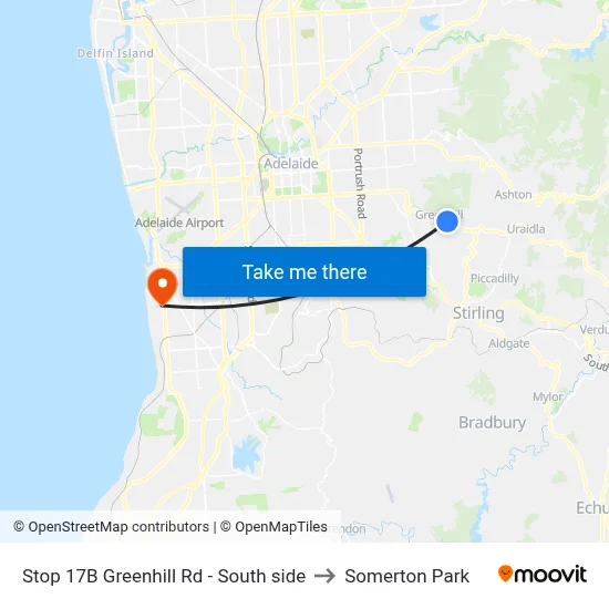 Stop 17B Greenhill Rd - South side to Somerton Park map