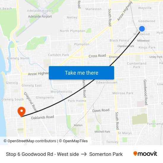 Stop 6 Goodwood Rd - West side to Somerton Park map