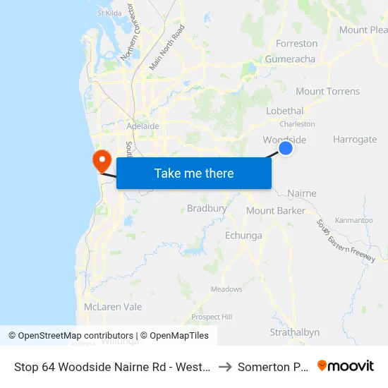 Stop 64 Woodside Nairne Rd - West side to Somerton Park map