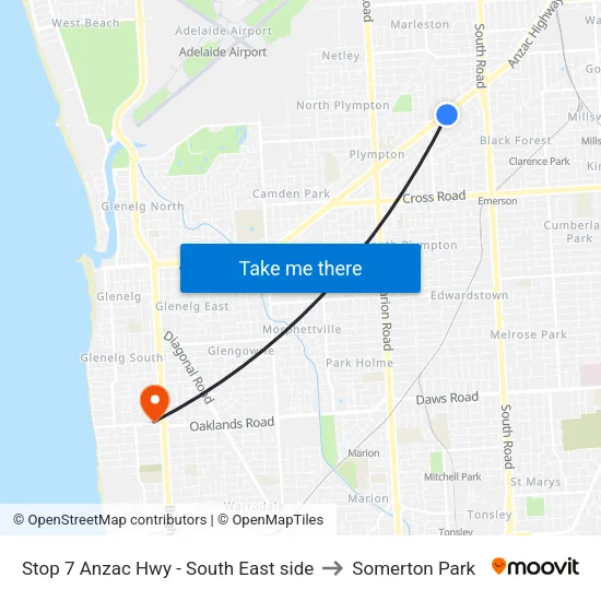 Stop 7 Anzac Hwy - South East side to Somerton Park map