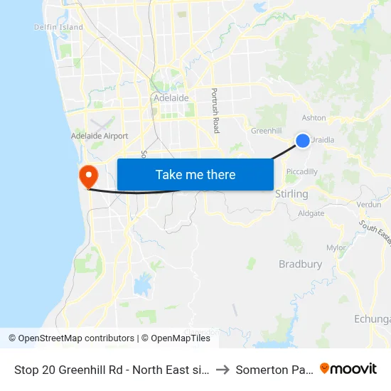 Stop 20 Greenhill Rd - North East side to Somerton Park map