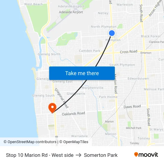 Stop 10 Marion Rd - West side to Somerton Park map