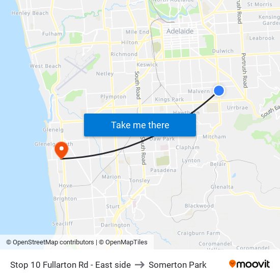 Stop 10 Fullarton Rd - East side to Somerton Park map