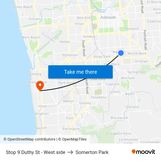 Stop 9 Duthy St - West side to Somerton Park map