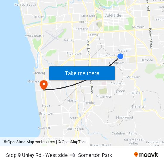 Stop 9 Unley Rd - West side to Somerton Park map