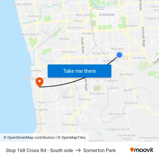 Stop 168 Cross Rd - South side to Somerton Park map