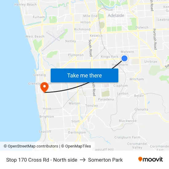 Stop 170 Cross Rd - North side to Somerton Park map