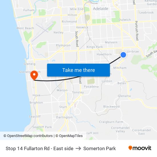 Stop 14 Fullarton Rd - East side to Somerton Park map