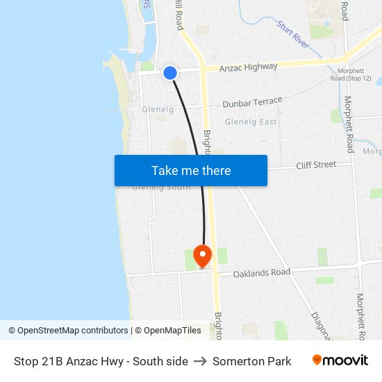 Stop 21B Anzac Hwy - South side to Somerton Park map