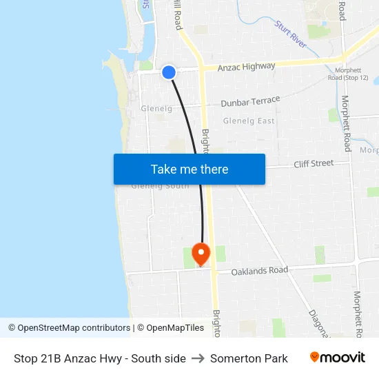 Stop 21B Anzac Hwy - South side to Somerton Park map