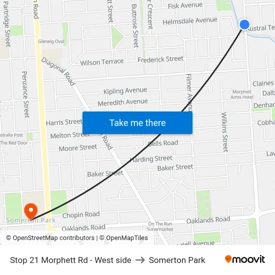 Stop 21 Morphett Rd - West side to Somerton Park map
