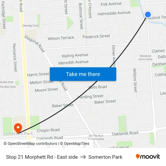 Stop 21 Morphett Rd - East side to Somerton Park map