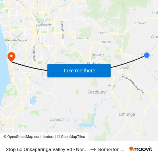 Stop 60 Onkaparinga Valley Rd - North side to Somerton Park map