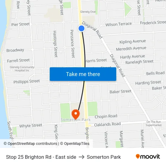 Stop 25 Brighton Rd - East side to Somerton Park map