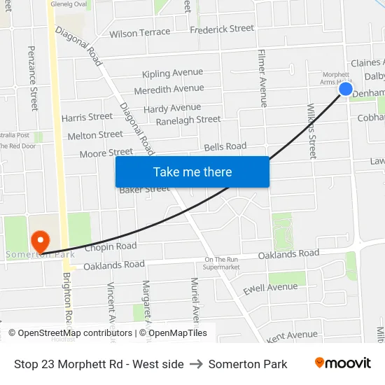 Stop 23 Morphett Rd - West side to Somerton Park map
