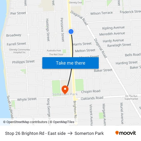 Stop 26 Brighton Rd - East side to Somerton Park map