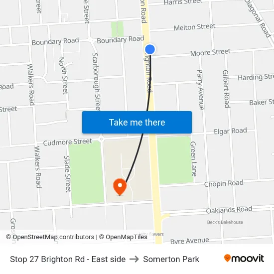 Stop 27 Brighton Rd - East side to Somerton Park map