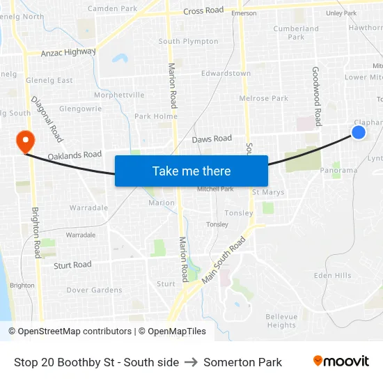 Stop 20 Boothby St - South side to Somerton Park map