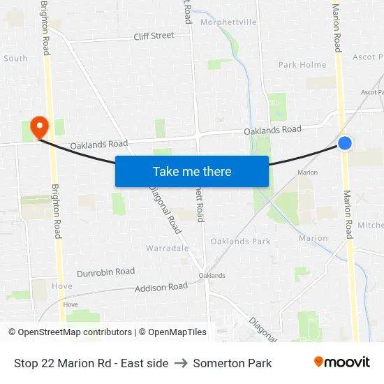 Stop 22 Marion Rd - East side to Somerton Park map