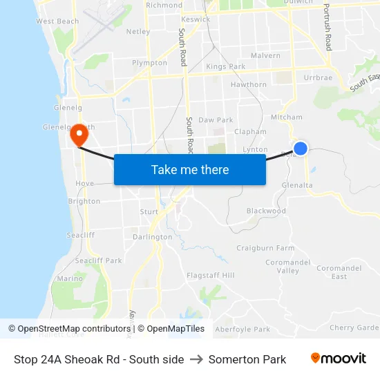 Stop 24A Sheoak Rd - South side to Somerton Park map