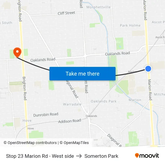 Stop 23 Marion Rd - West side to Somerton Park map