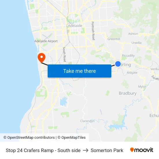 Stop 24 Crafers Ramp - South side to Somerton Park map