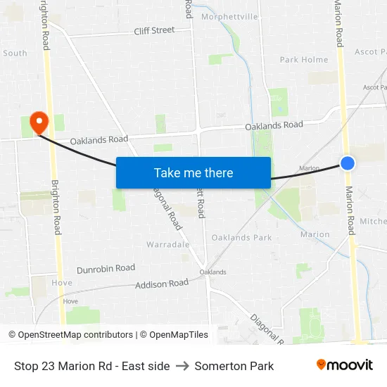 Stop 23 Marion Rd - East side to Somerton Park map