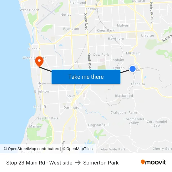 Stop 23 Main Rd - West side to Somerton Park map