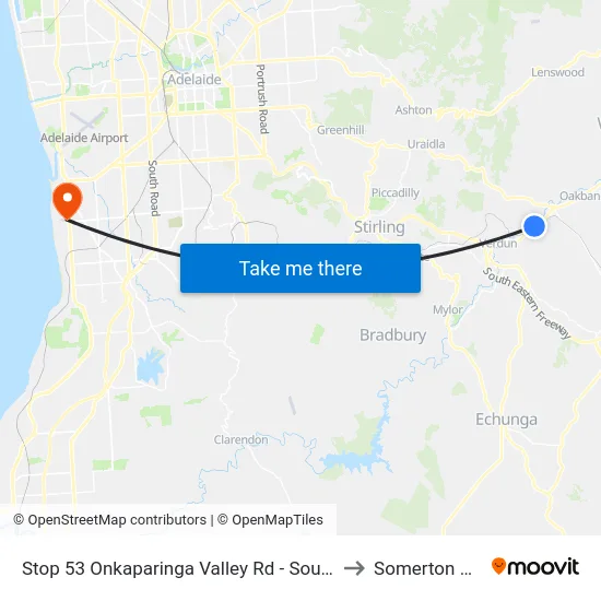 Stop 53 Onkaparinga Valley Rd - South side to Somerton Park map