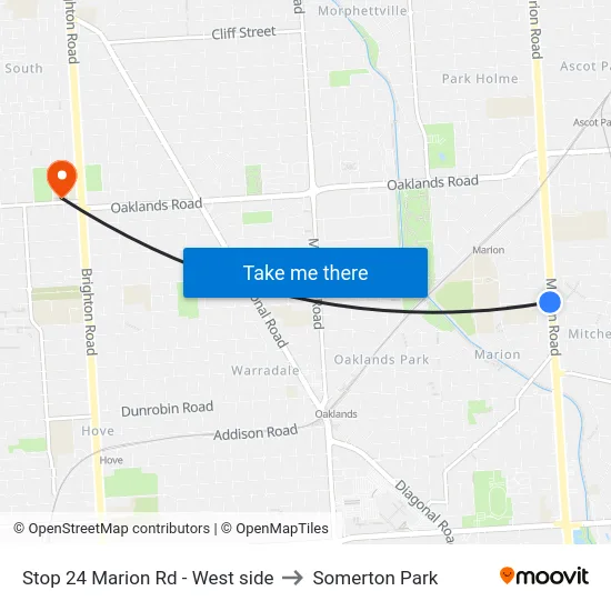Stop 24 Marion Rd - West side to Somerton Park map