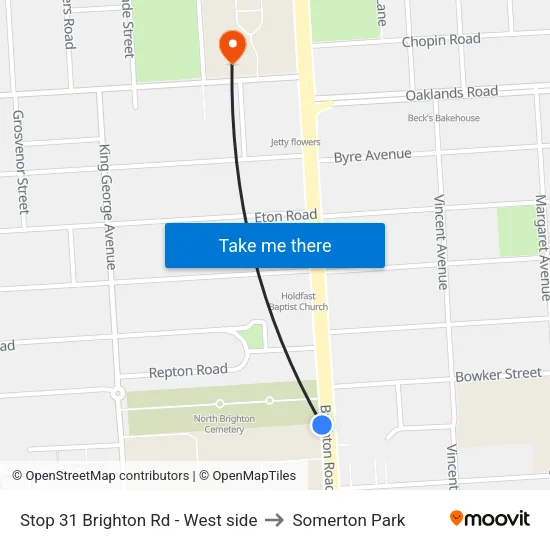 Stop 31 Brighton Rd - West side to Somerton Park map