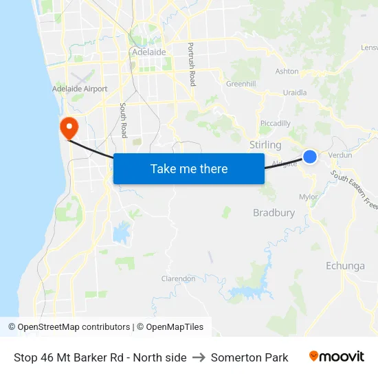 Stop 46 Mt Barker Rd - North side to Somerton Park map