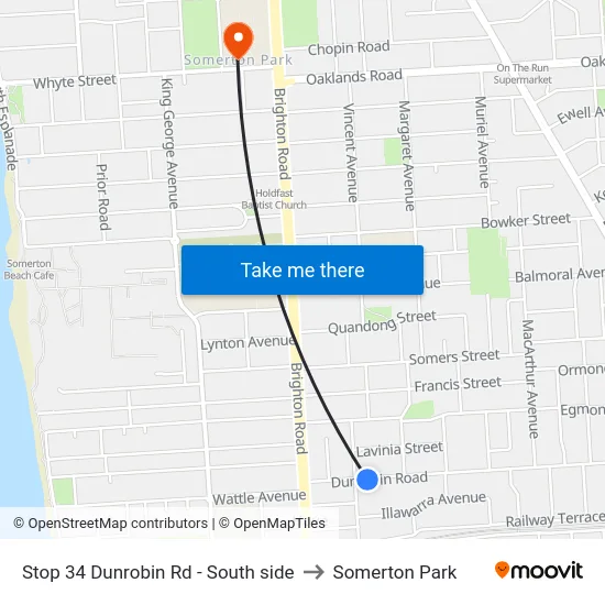 Stop 34 Dunrobin Rd - South side to Somerton Park map