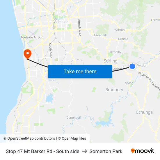 Stop 47 Mt Barker Rd - South side to Somerton Park map