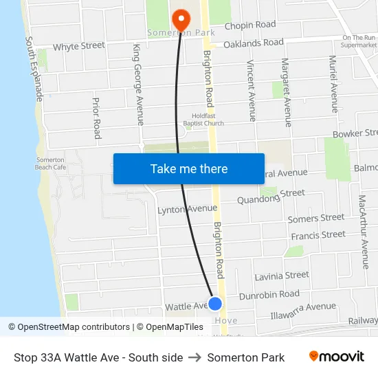 Stop 33A Wattle Ave - South side to Somerton Park map