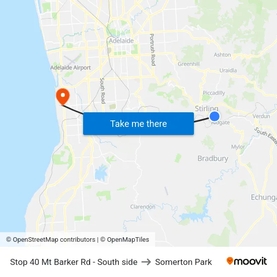 Stop 40 Mt Barker Rd - South side to Somerton Park map